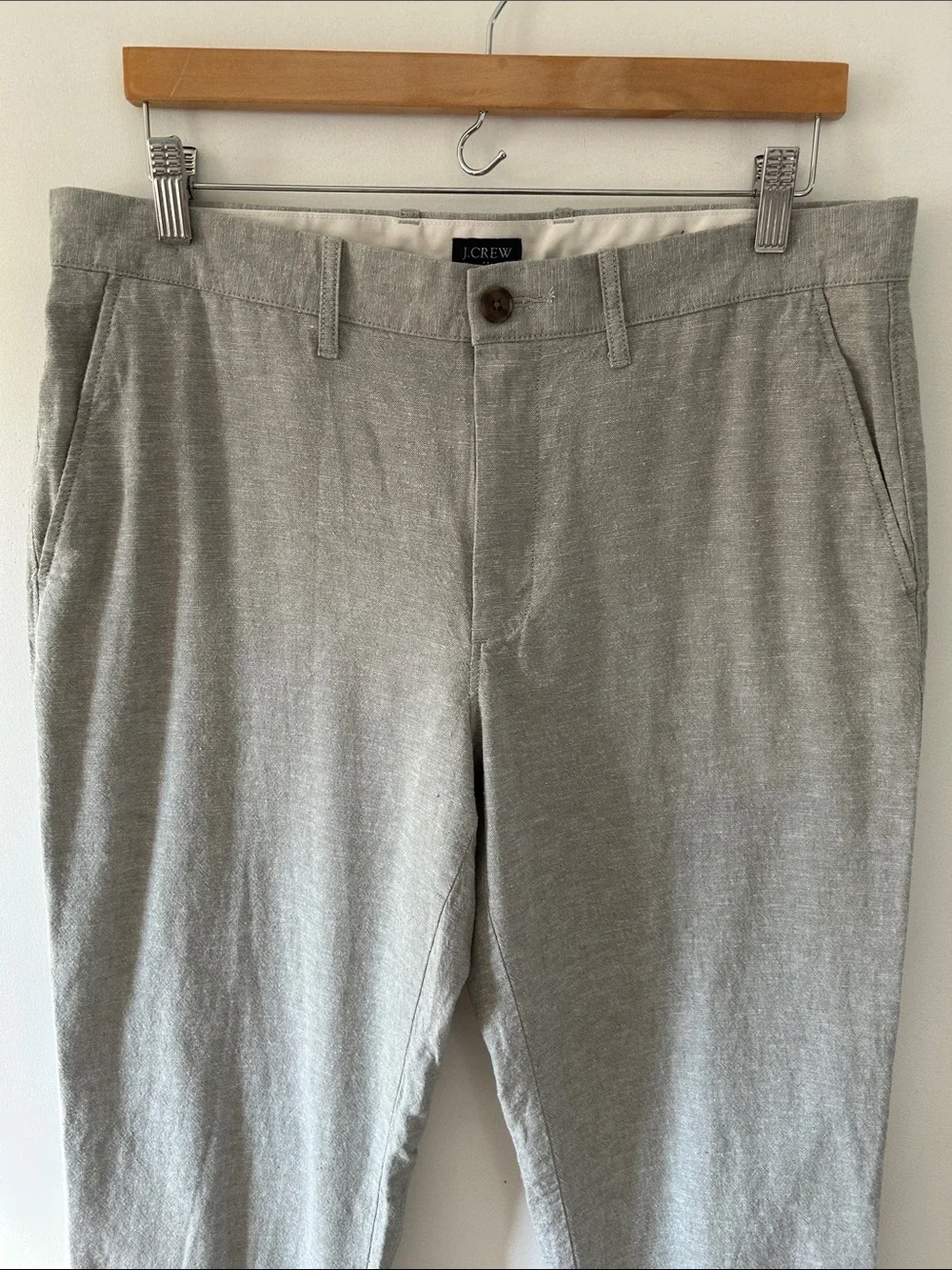 J. Crew Straight Leg Linen Blend Pants Quarry Green Size 34/32 Lightweight